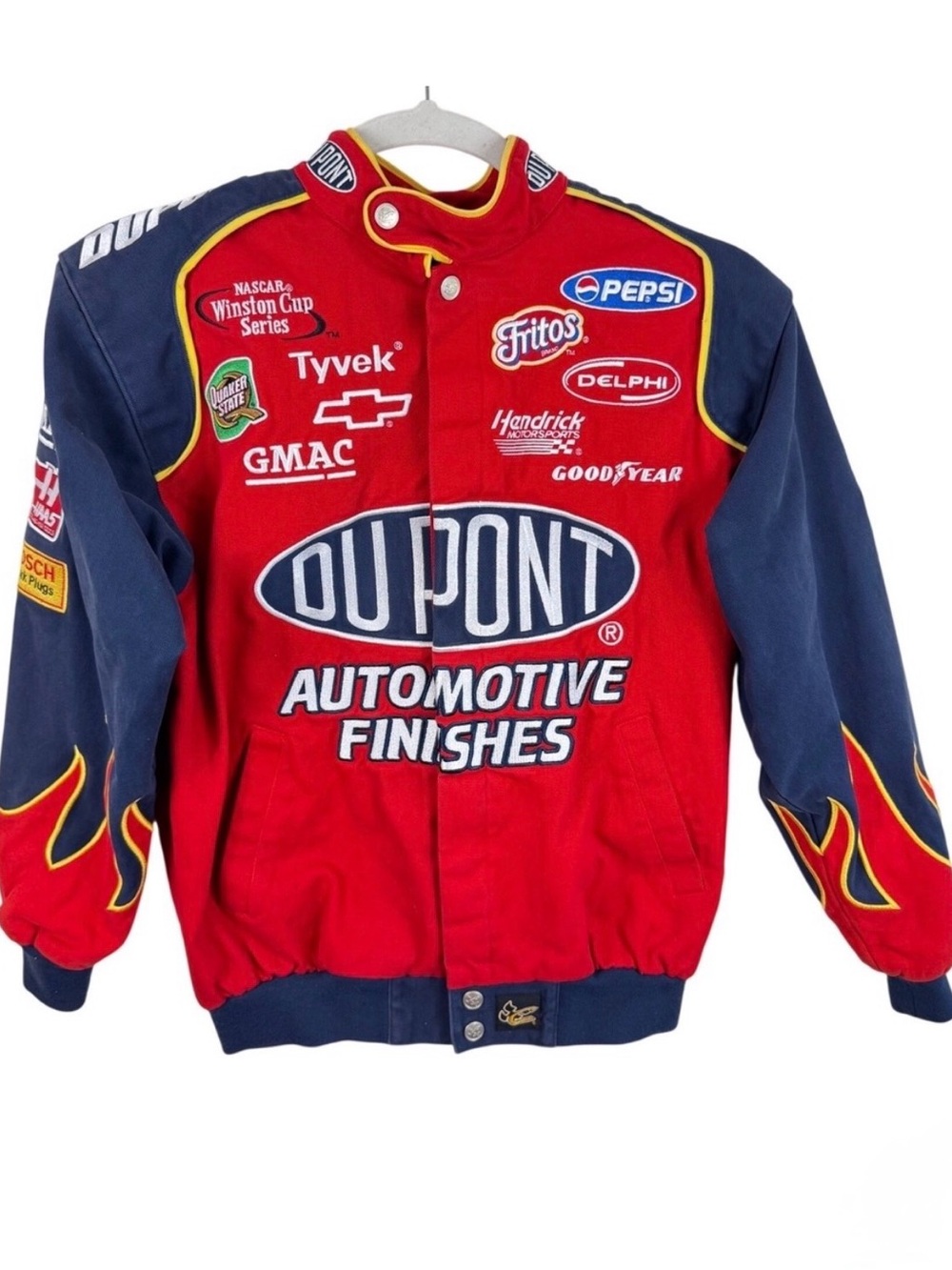 Chase Authentics Jeff Gordon DuPont NASCAR Racing Jacket Red Navy Blue Mens M